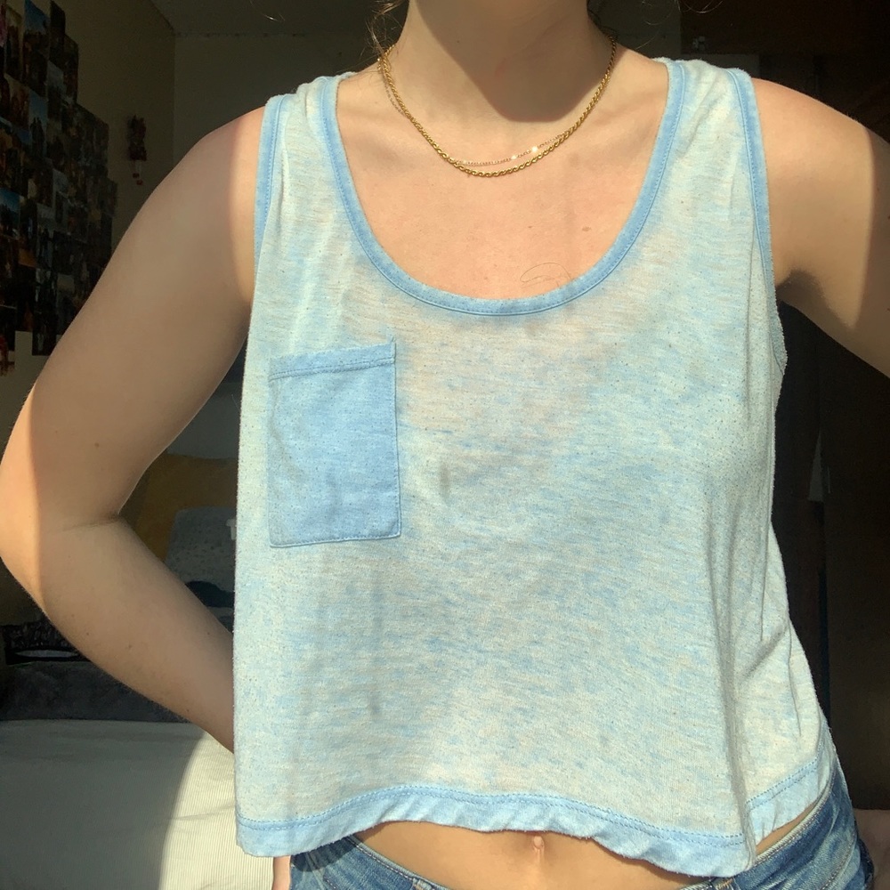 cropped blue tank